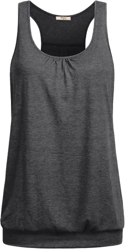 Vista 16 de Miusey - Camiseta sin mangas para mujer, cuello redondo, ajuste holgado, espalda cruzada, de yoga 1# Negro