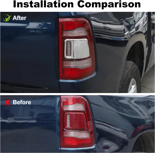 Vista 2 de JWWY Cubierta de luz trasera para lámpara trasera, cubierta de protección para Dodge Ram 2018-2024+ accesorios exteriores, cromado, 2