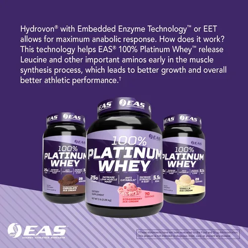 Vista 6 de EAS 100% proteína de suero de platino, helado de chocolate, 2 libras