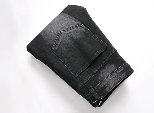Vista 5 de Jeans elásticos ajustados para hombre, jeans ajustados rasgados para hombre, pierna recta, cómodos, cintura flexible, pantalones de mezclilla tipo