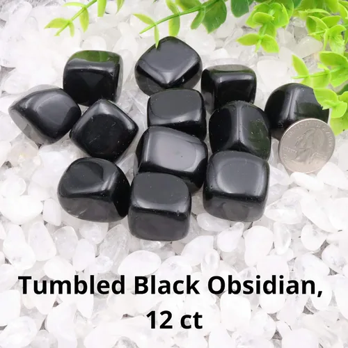 Vista 2 de NatureWonders - Obsidiana negra con 12 piedras curativas de color natural, acabado con cera de abejas, protección psíquica a tierra, liberación