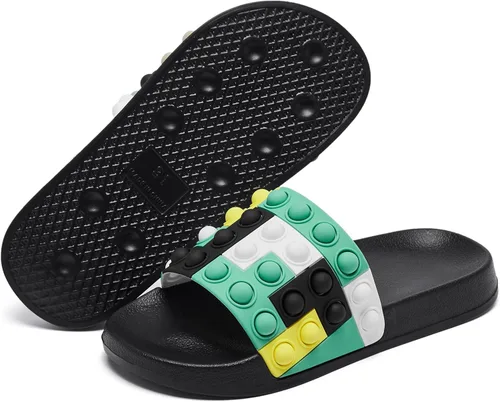 Vista 7 de Engtoy Sandalias para niños y niñas, unisex, ligeras, antideslizantes, puntera abierta, cómodas, para ducha, playa, divertidas sandalias