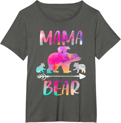 Vista 16 de Bear Matching Family Outfits, Funny Mama Bear Three Cubs T-Shirt Negro
