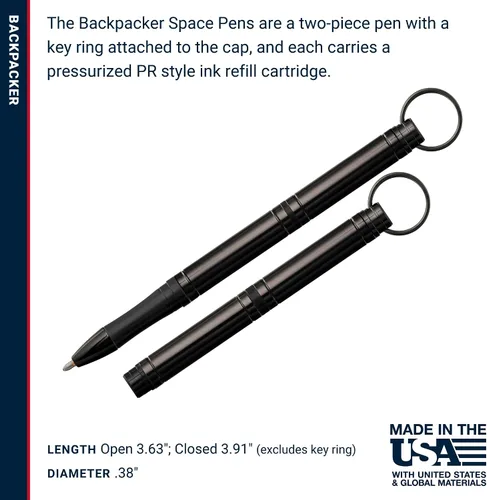 Vista 6 de Fisher Space Pen Backpacker Space Pen, bolígrafo, tinta negra, caja de regalo