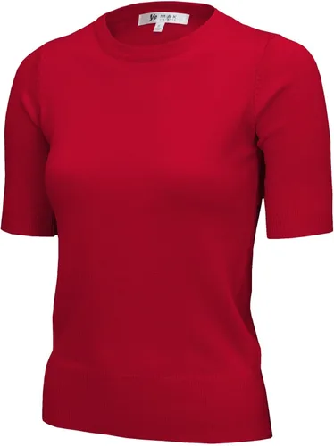 Vista 31 de YEMAK Suéter de Punto Top para Mujer – Media Manga Cuello Redondo Básico Casual Ajuste Clásico Ligero de Punto Suave Pullover Tee