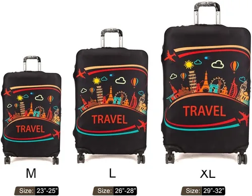 Vista 7 de Madifennina Funda protectora de equipaje de viaje de elastano para equipaje de 23 a 32 pulgadas, Negro-viaje