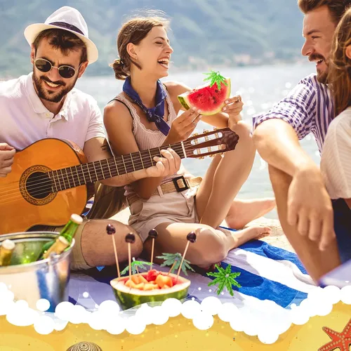 Vista 7 de 150 piezas de hojas de coco, sombrillas de bebidas para cóctel, palillos