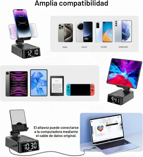 Vista 6 de Regalos para hombres y mujeres, soporte de teléfono con altavoz Bluetooth
