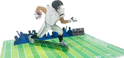 Vista 7 de Jugador de fútbol americano, tarjeta de felicitación desplegable 3D para todas las ocasiones, amor, cumpleaños, Navidad, deportes, felicitaciones