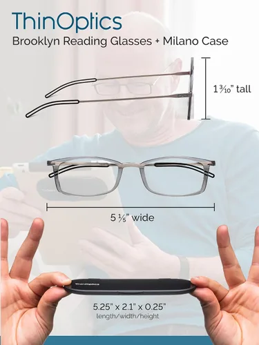 Vista 3 de ThinOptics - Gafas de lectura Funda regular/rectángulo azul