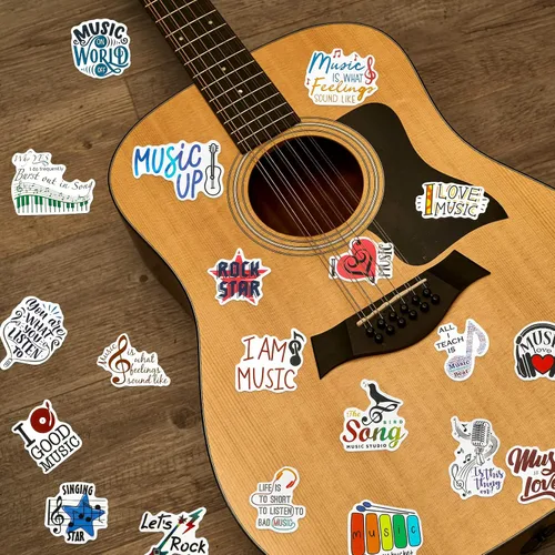 Vista 7 de 300 calcomanías musicales a granel para niños, calcomanías de banda de música de nota musical, calcomanías impermeables para botella de agua