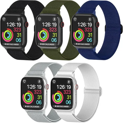 Vista 12 de Correas de nailon para Apple Watch unisex – iWatch 1/2/3/4/5/6/7/8/9/SE/Ultra 2 correas para 1.496 in/1.575 in/1.614 in/1.654 in/1.732 in/1.772