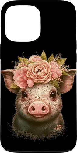 Vista 24 de Pig with Leopard Headband Flower Cute Pig Lover Case for iPhone 17