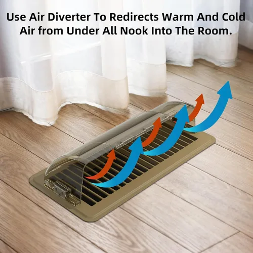 Vista 10 de Deflectores de ventilación para el hogar, deflectores de calor para registros de piso, deflector magnético ajustable de 10" a 14" pulgadas
