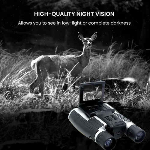 Vista 5 de thunderb Binoculares digitales con cámara y grabación de video de 12 x 32 pulgadas, videocámara para cámaras de observación de aves, binoculares