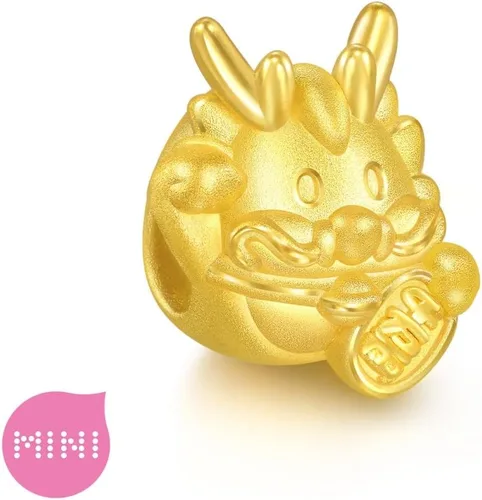 Vista 2 de CHOW SANG SANG 999 24K oro sólido mini encanto Maneki Usagi Dragon Charm pulsera para mujer 94301C, Metal