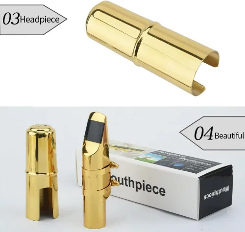 Vista 7 de Boquilla de saxofón alto con tapa y ligaduras, boquillas de saxofón alto Eb de metal de latón para profesionales y principiantes de saxofón