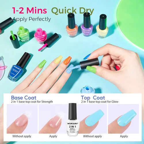 Vista 8 de Morovan Juego de esmalte de uñas de uñas: regalo de primavera y verano 2026, 36 piezas, con purpurina y aire brillante, kit de esmalte de uñas