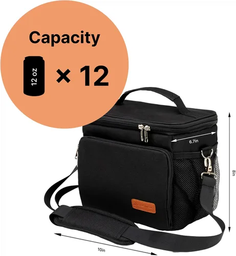 Vista 2 de Carrywell Lonchera aislada (no fabricada en China) para hombres, lonchera para hombre, a prueba de fugas, plegable, enfriador de lados suaves