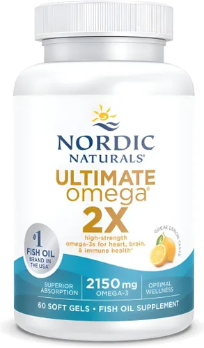Vista 5 de Nordic Naturals Ultimate Omega 2X, sabor a limón, 60 geles suaves, 2150 mg de omega-3, aceite de pescado de alta potencia con EPA y DHA, promueve