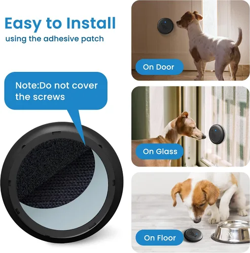 Vista 4 de timbre de puerta para perros para salir al exterior, timbre de puerta para perros inalámbrico que funciona a 1000 pies con botón táctil impermeable