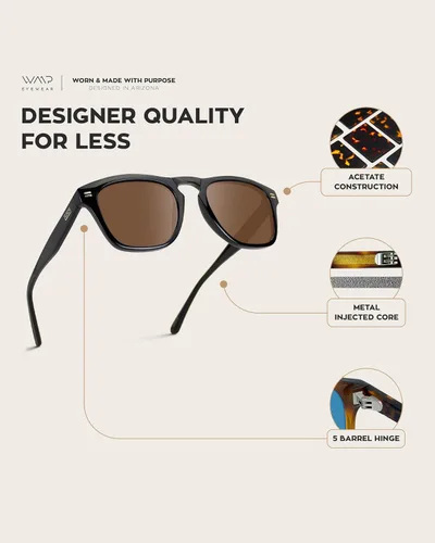 Vista 5 de WearMe Pro Gafas de sol rectangulares retro polarizadas para hombre