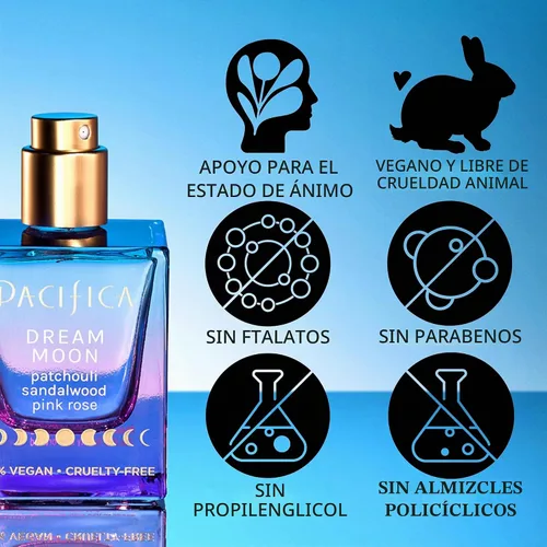 Vista 4 de Pacifica Dream Moon Perfume en Spray para Mujeres 1 fl oz – Fragancia Floral Amaderada de Larga Duración para Ella - Rosa, Pachulí, Sándalo