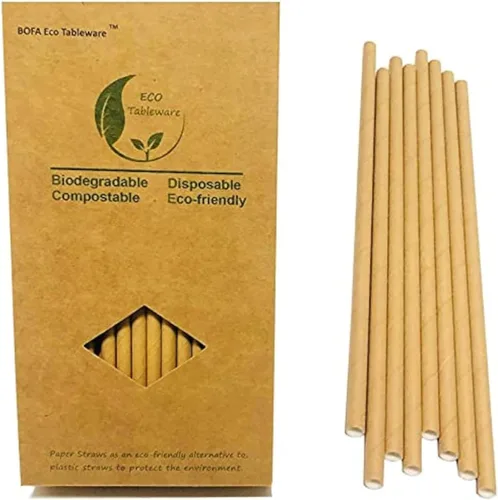 Vista 6 de Pajitas de papel a rayas blancas y negras, 100% biodegradables y compostables pajitas de beber a rayas negras para suministros de fiesta