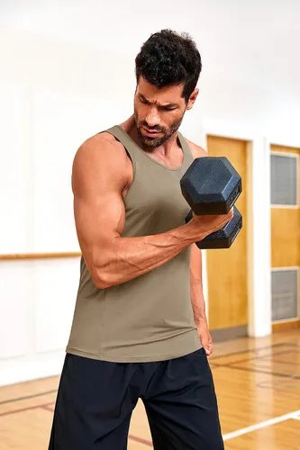 Vista 9 de ZIWOCH Camiseta sin mangas de algodón para hombre, para entrenamiento, culturismo
