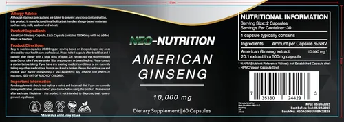 Vista 9 de AMERICAN GINSENG 10,000 mg de extracto de raíz de ginseng en polvo, píldoras de energía y enfoque para hombres y mujeres, potente raíz de ginseng
