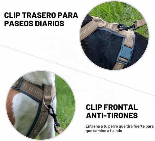 Vista 4 de Arnés para perro Plutus Pet sin tirón, arnés ajustable de nylon con acolchado suave, arnés para perro reflectante y resistente para perros pequeños