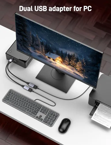 Vista 6 de USBA Y Splitter 1 en 2 salidas, USB macho a 2 hembras Cable para PC, tableta, portátil, MacBook, teclado, PS4, PS5, mouse, FlashDrive, LED, etc.