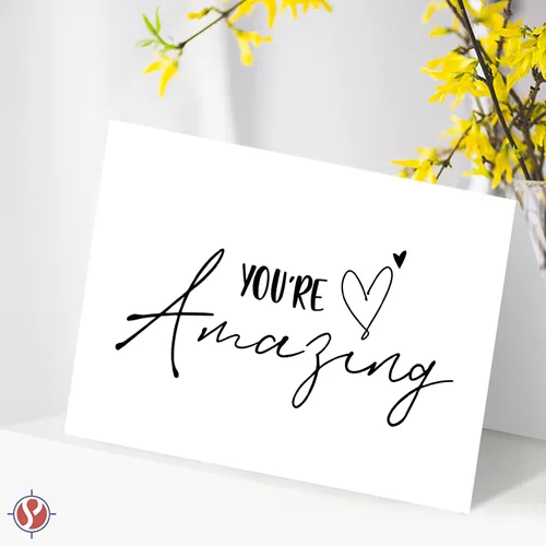 Vista 4 de Tarjetas de felicitación y sobres "You're Amazing" – Elegantes saludos plegables de agradecimiento, aliento y agradecimiento para amigos