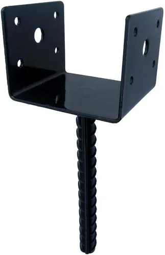 Vista 4 de MTB Supply 1 soporte para poste de valla en forma de U de 4 x 3.5 pulgadas, con recubrimiento de polvo negro, poste de anclaje de poste de hormigón
