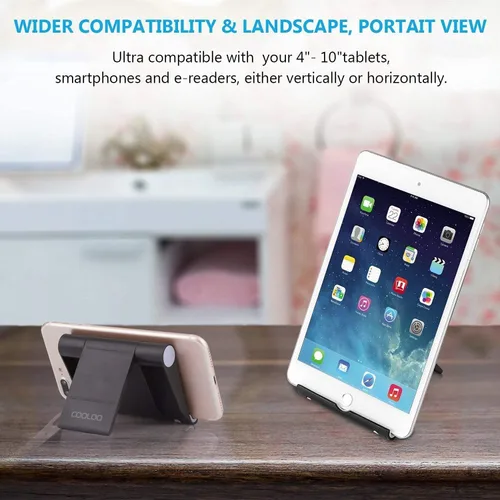 Vista 6 de COOLOO - Soporte de escritorio ajustable multiángulo para teléfonos inteligentes, tabletas y lectores electrónicos, compatible con iPhone, iPad