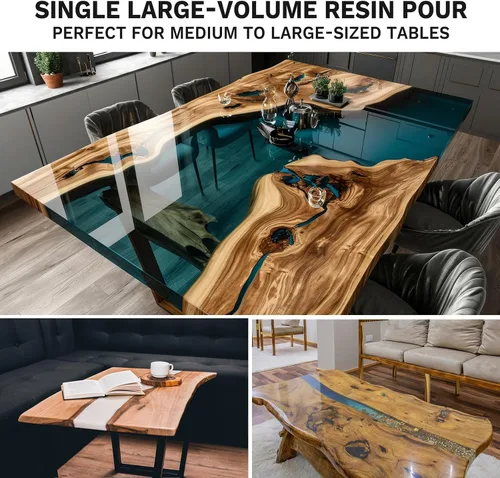 Vista 10 de Teexpert Kit de resina epoxi de 3 galones: nueva versión de resina de vertido profundo de 2 a 5 pulgadas para mesa de río de trabajo de madera