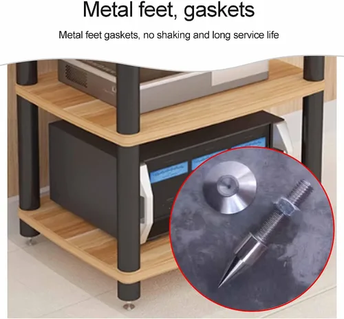 Vista 6 de Soporte para medios de audio y video, soporte de TV para juegos y estante estéreo, torre de audio, soporte para reproductor de grabaciones, pequeño