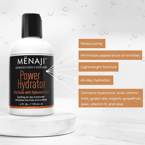 Vista 3 de MËNAJI Power Hydrator Aftershave - Alivio de quemaduras por afeitar, para después del afeitado para hombre, tratamiento para el cabello encarnado