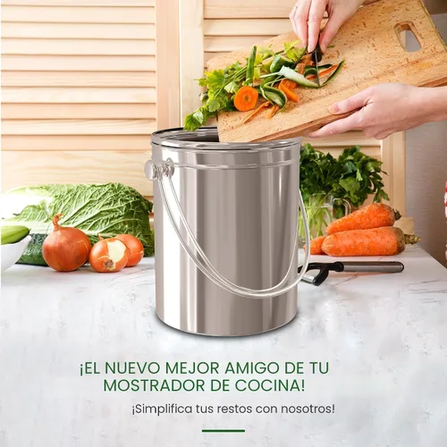 Vista 6 de Utopia Kitchen Contenedor de compostaje para encimera de 1 galón, acero Plateado