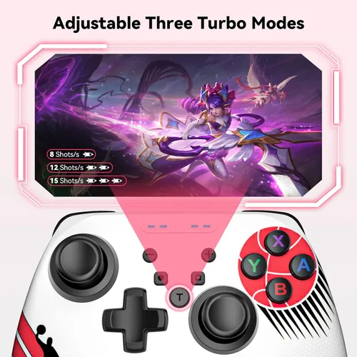 Vista 5 de Wireless Controller for Nintendo SwitchLiteSwitch OLED, Gaming Pro Controller Compatible PC with Wake-Up, Wireless Gamepad with 6-Axis Gyroscope