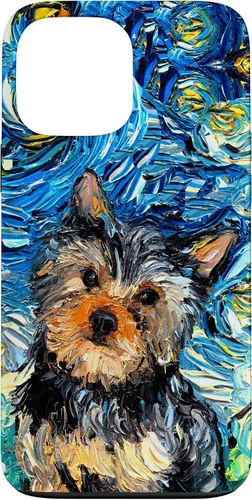 Vista 24 de iPhone 16 Yorkshire terrier Starry Night Cute Yorkie Dog Art por Aja Case