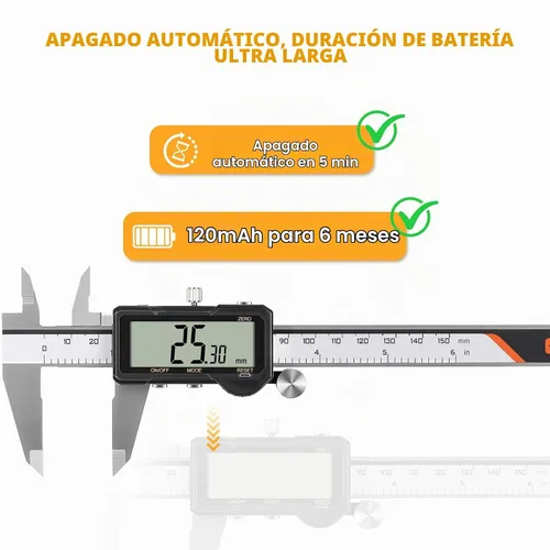 Vista 3 de HARDELL Calibre digital de 6 pulgadas, calibradores recargables, reinicio