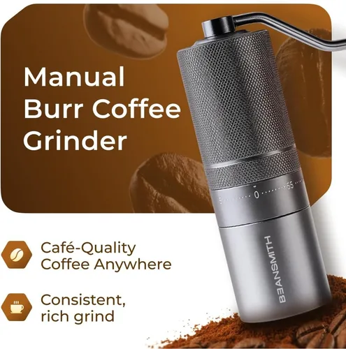 Vista 2 de Molinillo de café manual M1 – Fresa cónica de acero inoxidable de 7 estrellas, ajuste externo de 60 clics, capacidad de 1.06 oz: molinillo