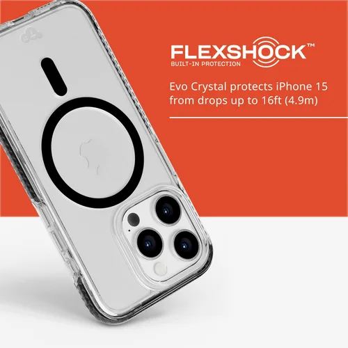 Vista 4 de Tech21 Evo Crystal - Funda para iPhone 15 Pro, compatible con MagSafe, funda de protección contra impactos, color negro grafito