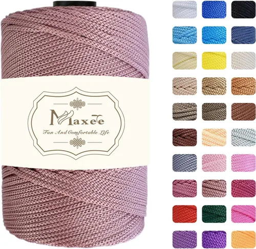 Vista 29 de Cordón de macramé de poliéster de alta calidad de 0.118 in × 218 yardas, 0.118 in, 100% polipropileno, ideal para ganchillo, ganchos de pared