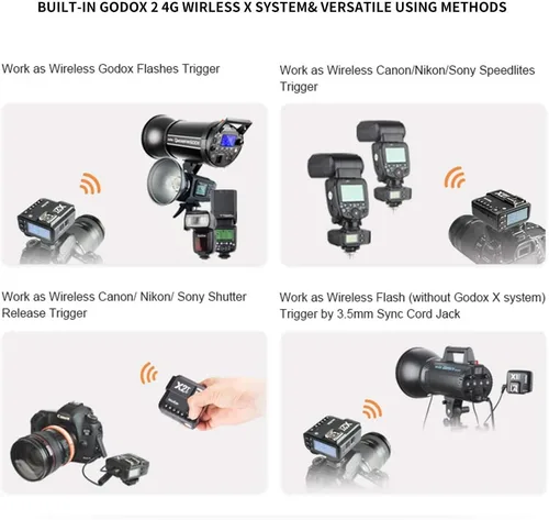 Vista 7 de Godox Disparador de flash inalámbrico X2T-S 2.4G TTL con 2X X1R-S controlador receptor compatible con Sony, función TTL, control de aplicación