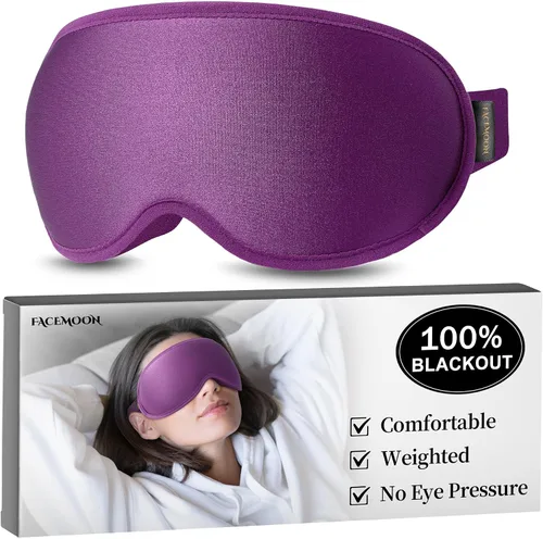 Vista 10 de Antifaz de dormir con peso para hombres: Antifaz para ojos de 3D con bloqueo de luz y cero presión para alivio del estrés, sueño profundo y siestas