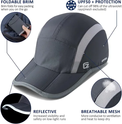 Vista 2 de GADIEMKENSD Sombrero reflectante plegable para exteriores, diseño sin estructura, UPF 50+, protección solar, sombreros deportivos para mujeres