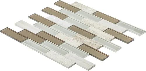 Vista 2 de Daltile SimplyStick Mosaix Mosaix - Mosaico de ladrillo de 1.25 x 4 pulgadas para despegar y pegar de piedra caliza y vidrio, color blanco chenilla