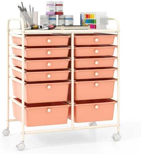 Vista 36 de Giantex Carro Organizador con 6 Cajones, con Ruedas, para Herramientas, Papel de Recortes, Hogar, Oficina, Escuela, Carro Utilitario Móvil Multiusos